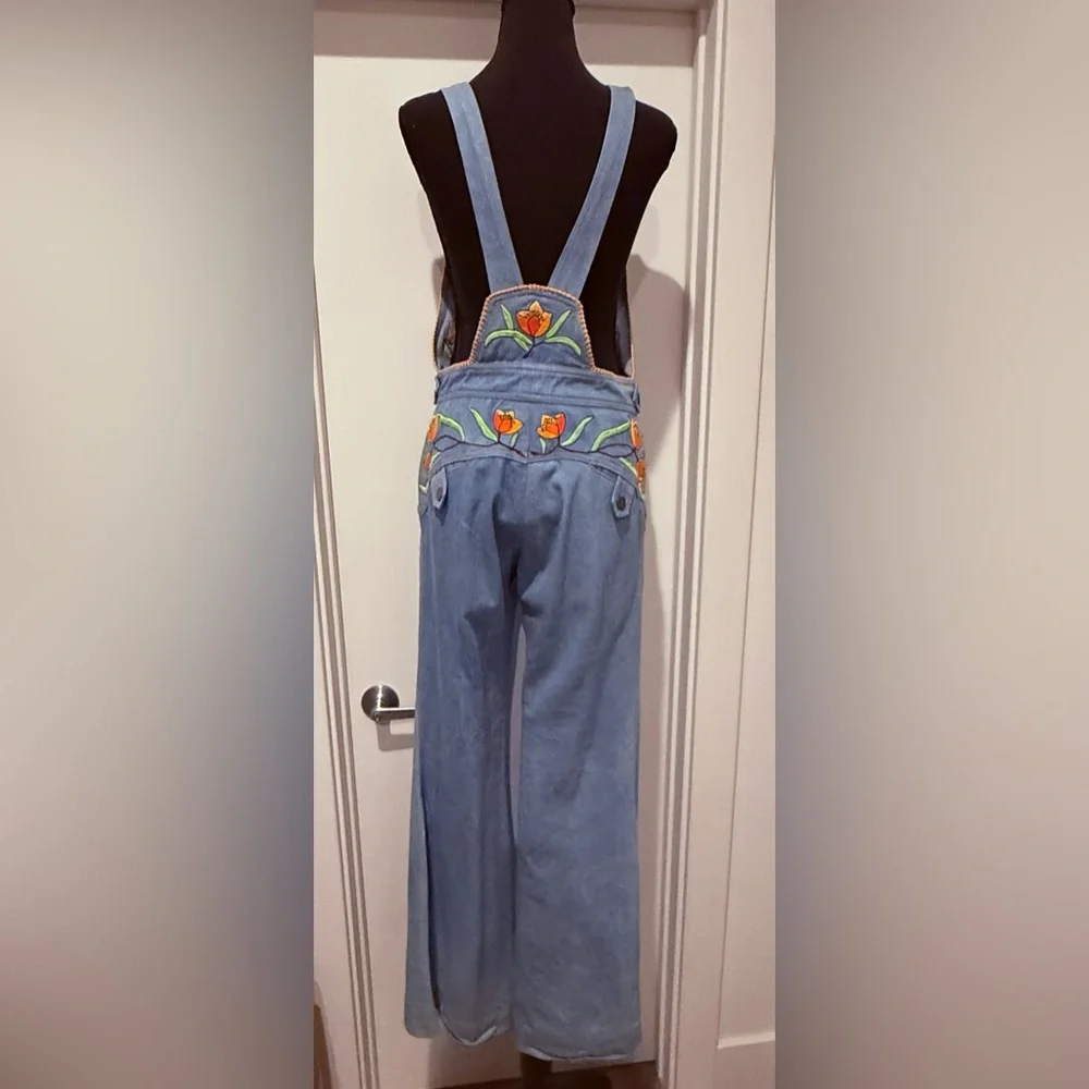 Chasing Unicorns Denim Overalls with Floral Embroidery - Picture 3 of 10